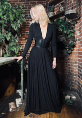 Blair - Jersey Maxi Dress with Vegan Leather Corset Waist