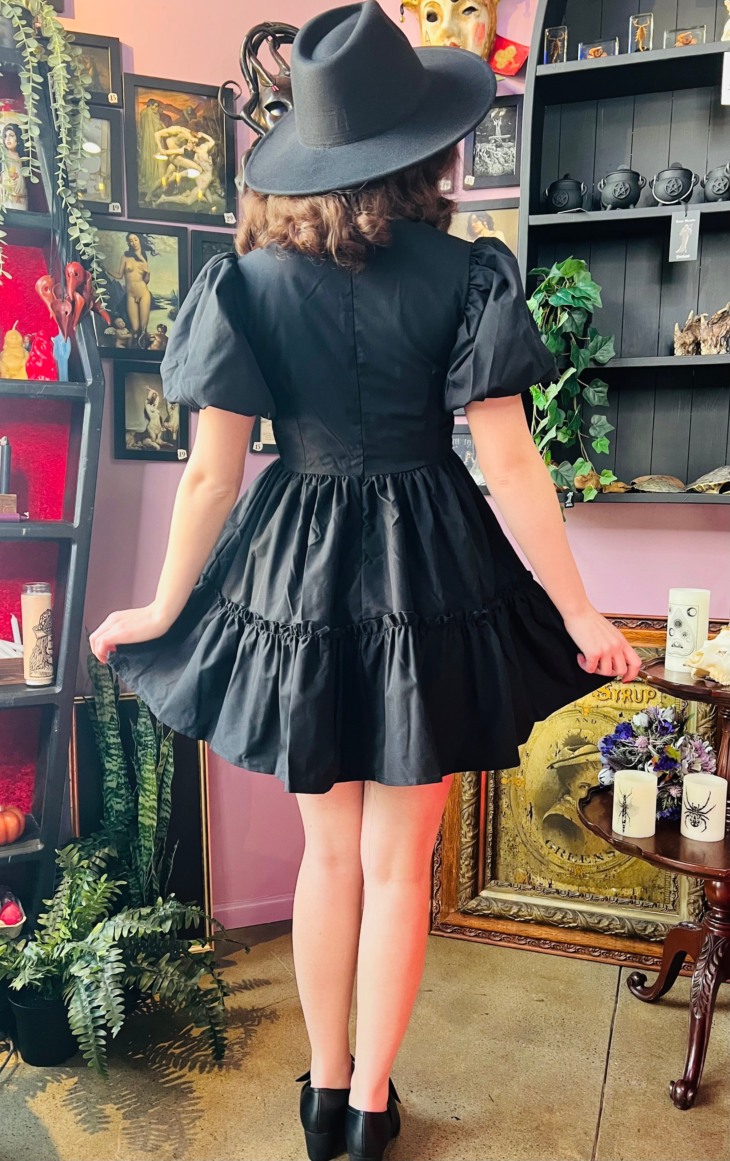 Austen - Cottage Core Bubble Party Dress with Cut Out Neckline