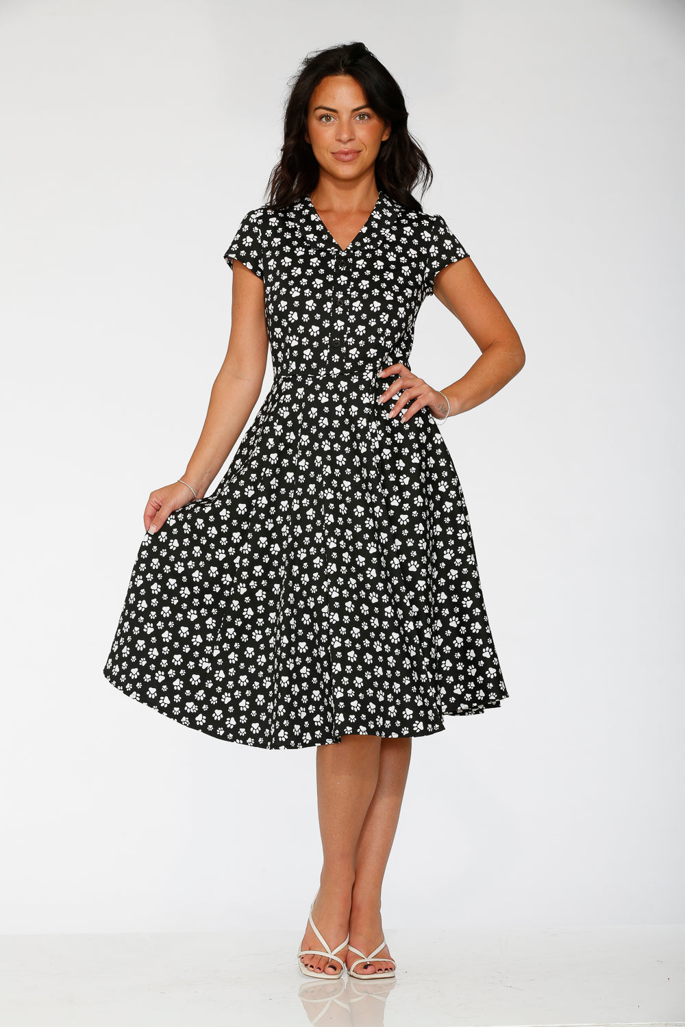 Cat Paw Swing Dress in Black