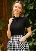 Rydell High Revisited Short Sleeve Tie-Neck Top