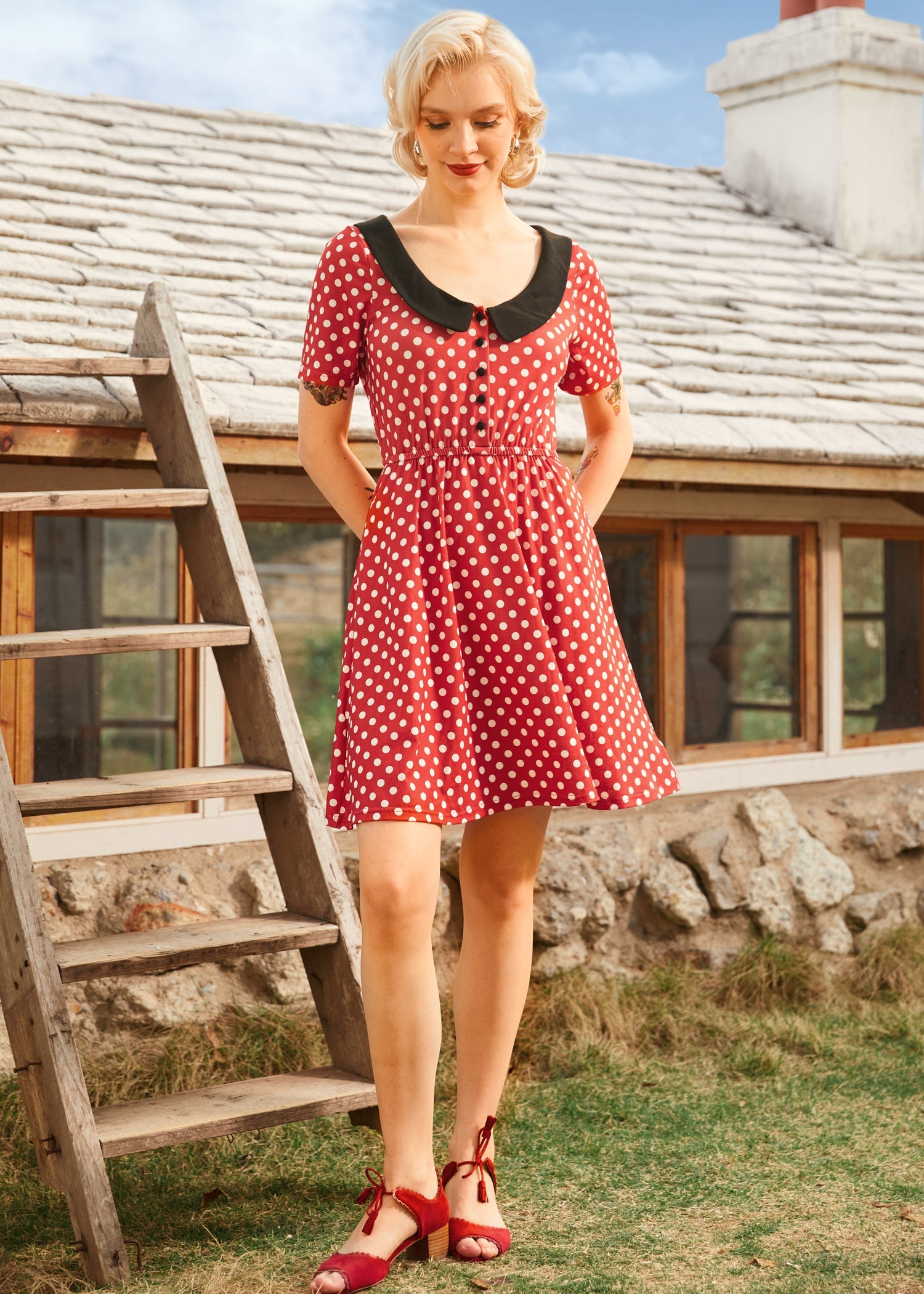 Dottie Delight Collared Dress (Final Sale)