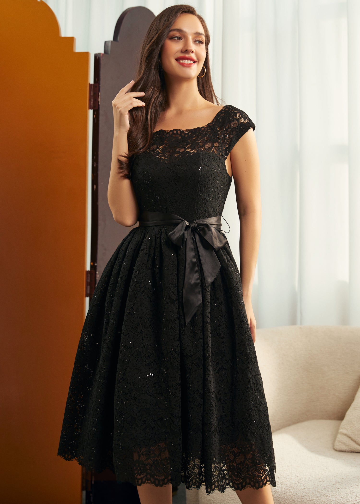 Starry Soirée Lace Dress