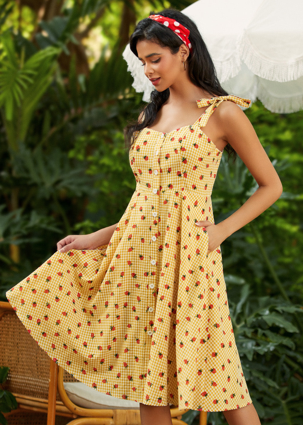 Stay a While Tie-Strap Fit & Flare Dress