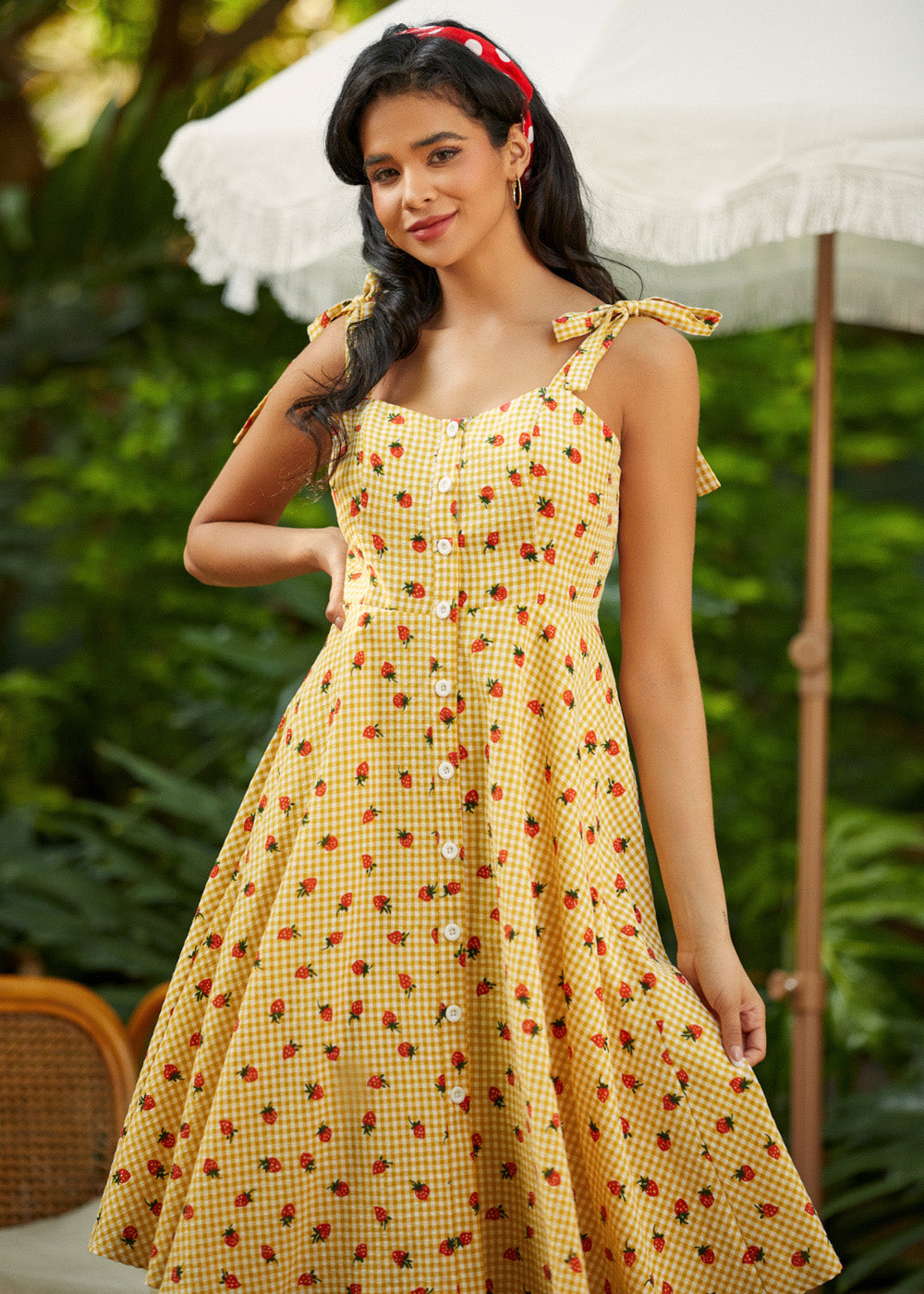 Stay a While Tie-Strap Fit & Flare Dress