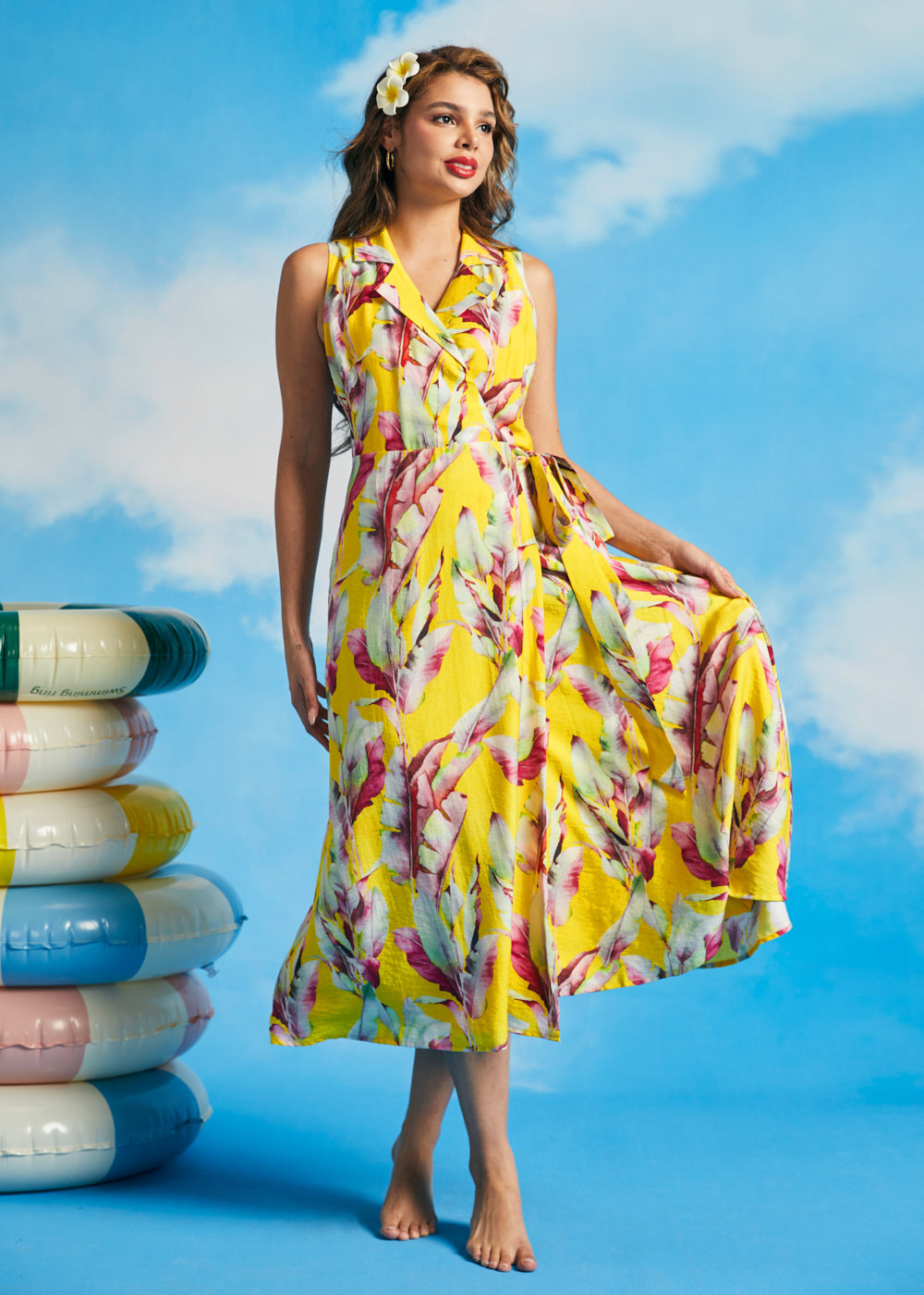 Sunlit Stroll Wrap Dress