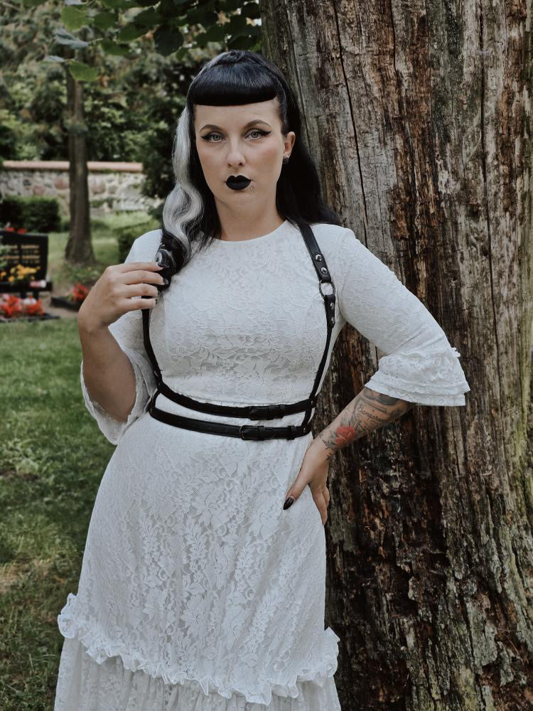Mina - Ivory Floral Lace Bride of the Vampire Maxi Dress