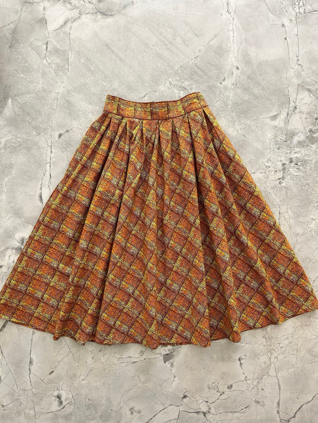 Doris 100% Cotton Skirt - Rust Plaid