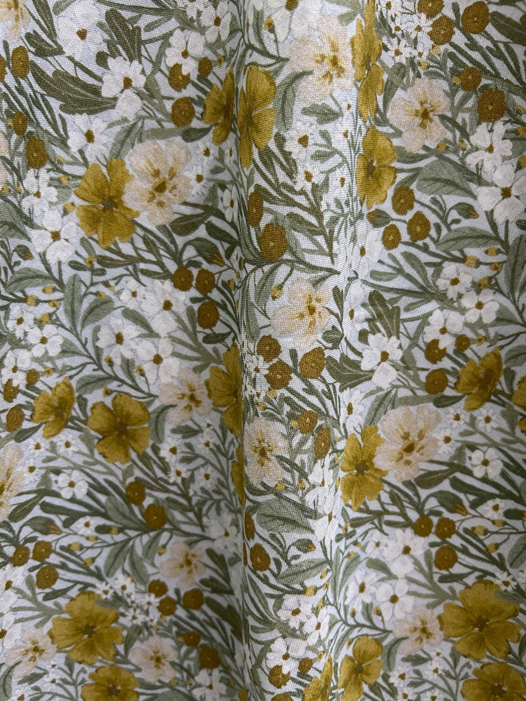 50s Style Cotton Midi Swing Dress - Mustard Floral