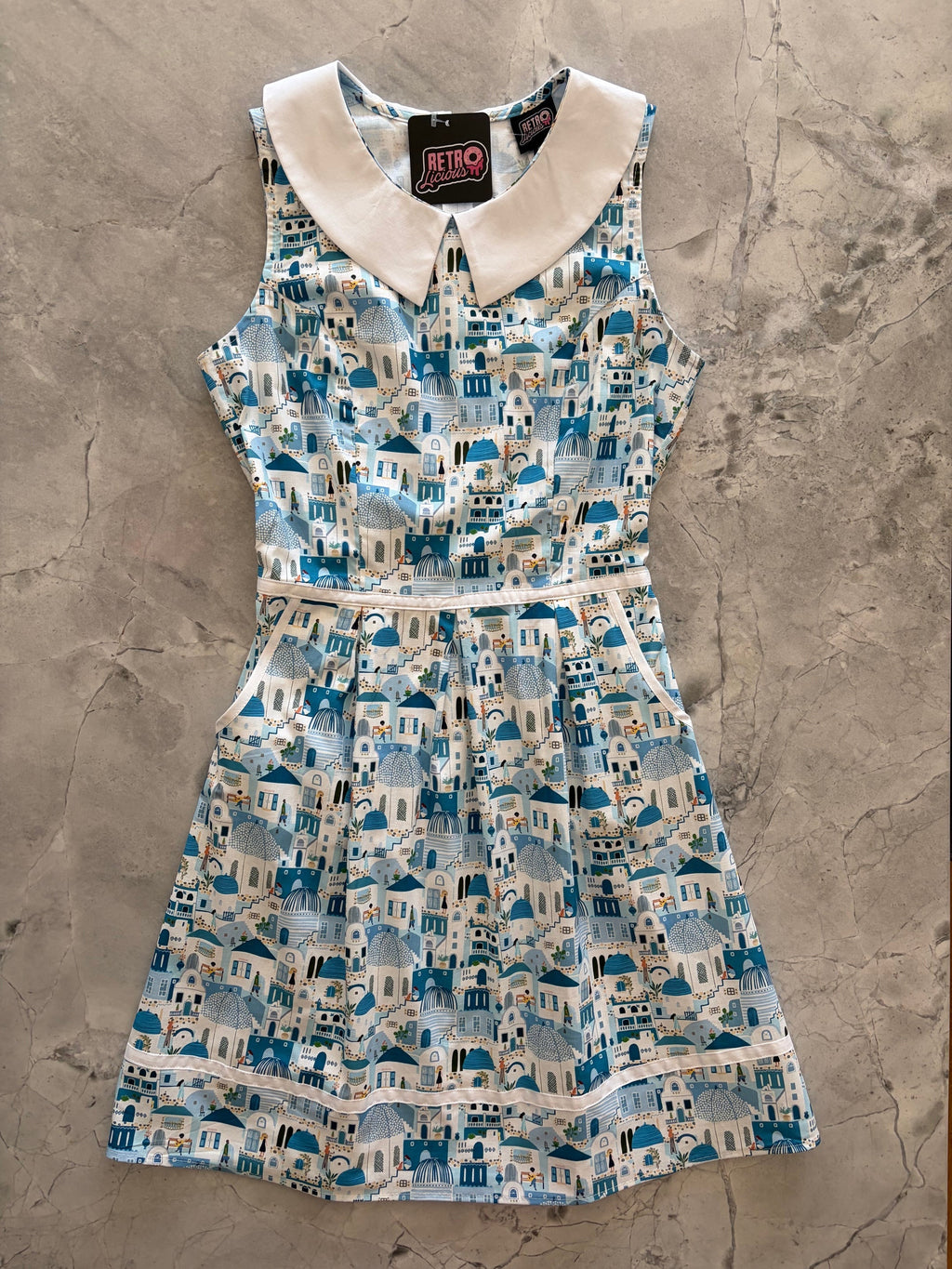 Retro Mod Collared Dress Santorini