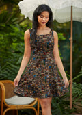 Stretch Cotton Skater Dress Spellbinding Print