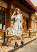 Vintage Style Midi Dress Flower Parts