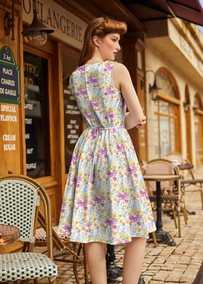 Vintage Style Midi Dress Wildflowers