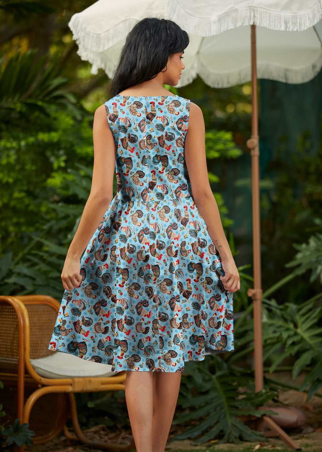 Vintage Style Mini Dress Chicken Print