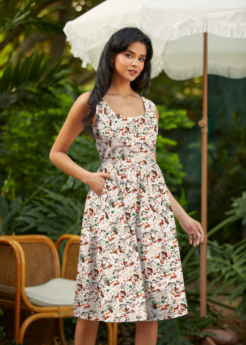 Retro Fit & Flare Dress Campsite