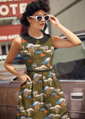 Retro Mod Collared Dress Safari