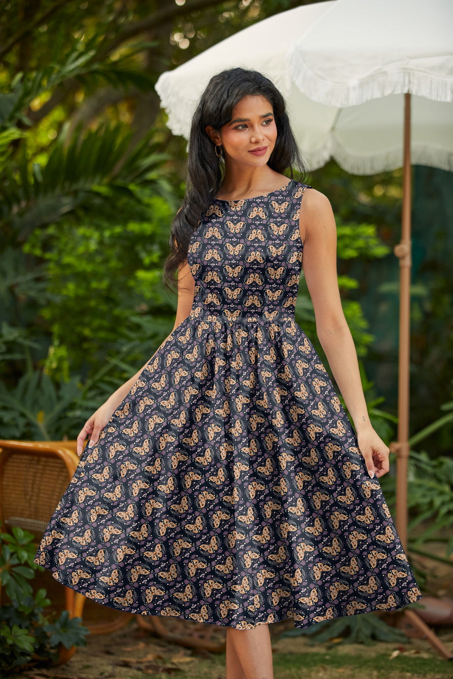 Vintage Style Midi Dress Moths