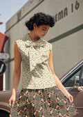 Vintage Style Bow Top in Carrots Print