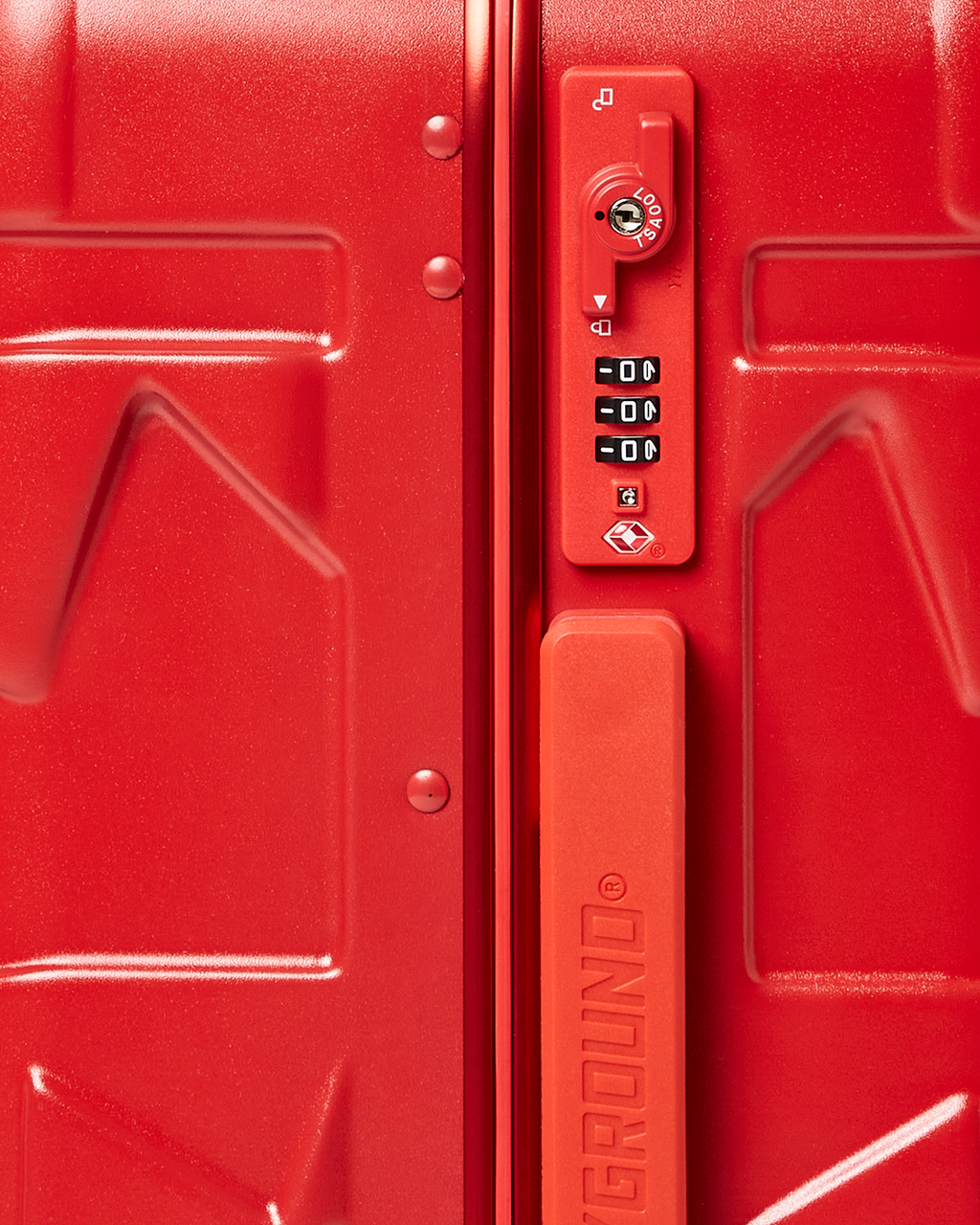 MOLDED SHARKITECTURE RED HARDSHELL CARRY-ON LUGGAGE