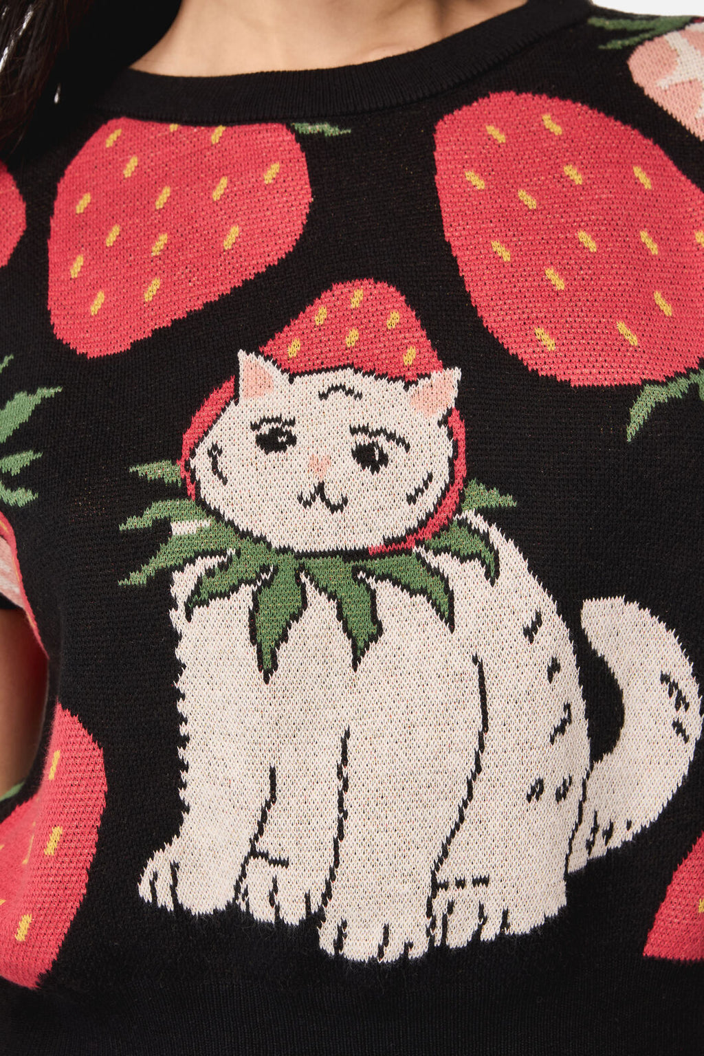 Strawberry Cat Knit Top