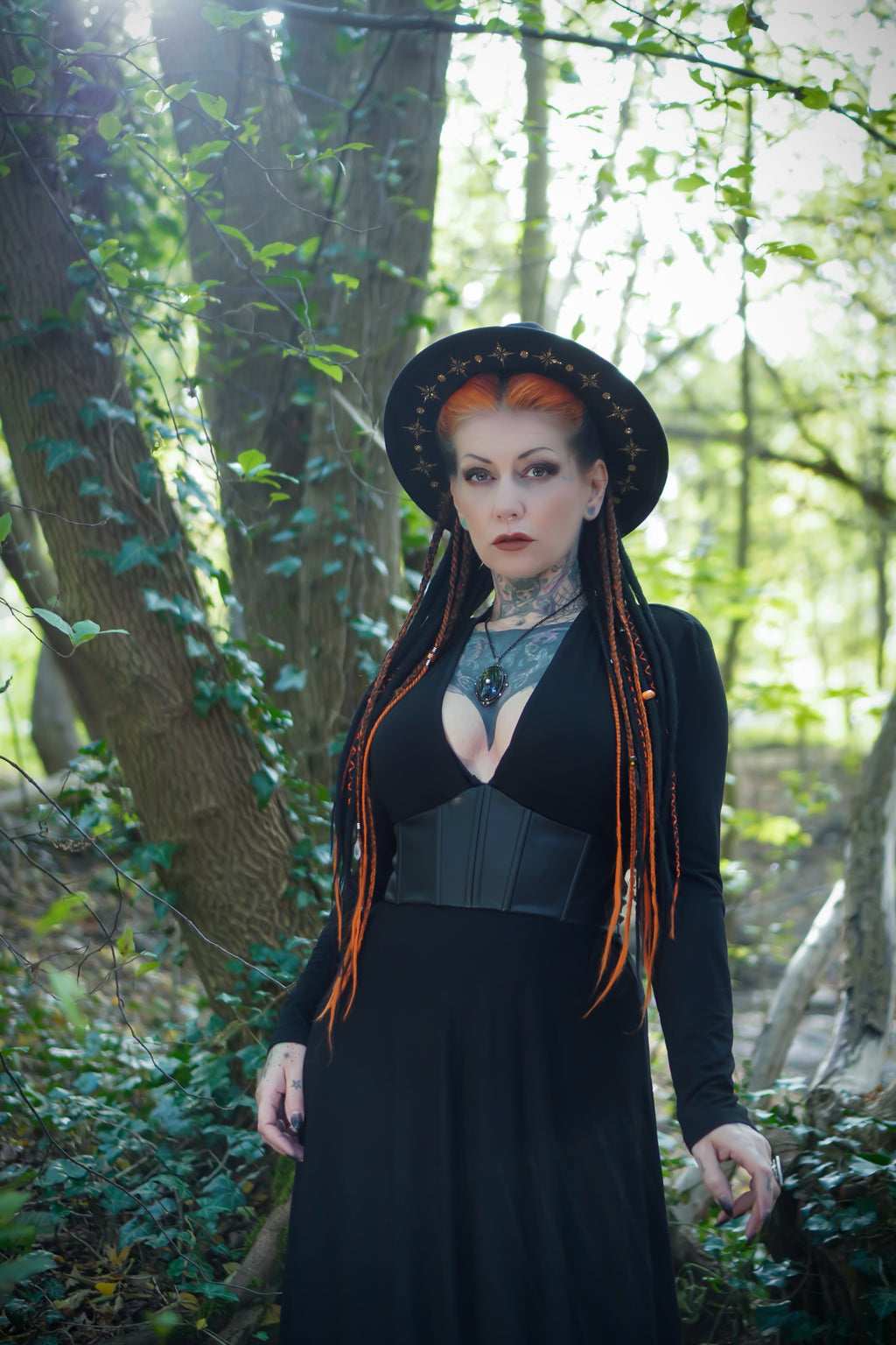 Blair - Jersey Maxi Dress with Vegan Leather Corset Waist