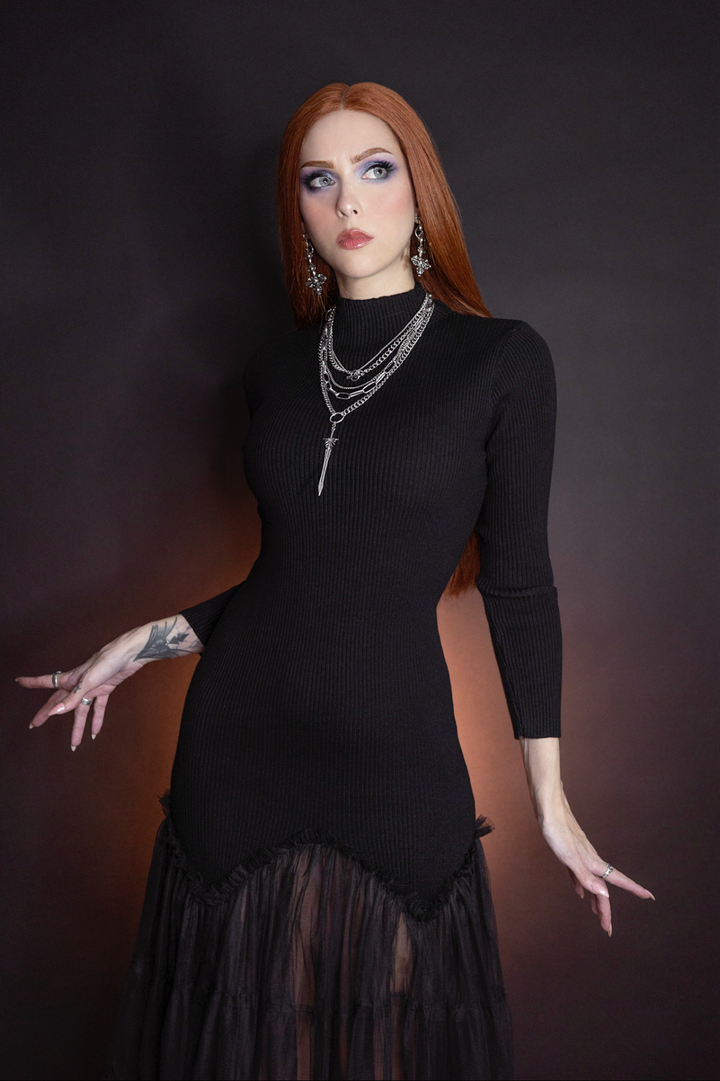 Beatrix - Curve Hugging Sweater Dress with Dreary Flared Hem