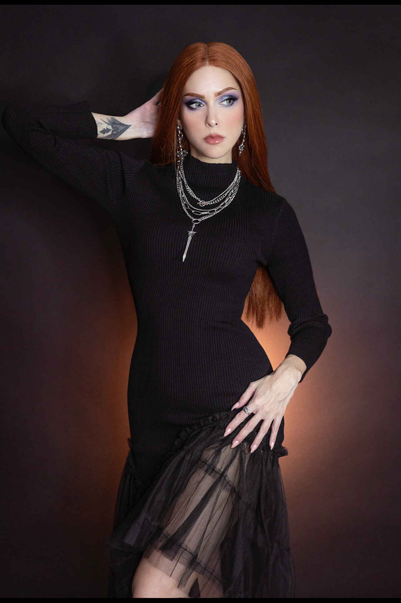 Beatrix - Curve Hugging Sweater Dress with Dreary Flared Hem