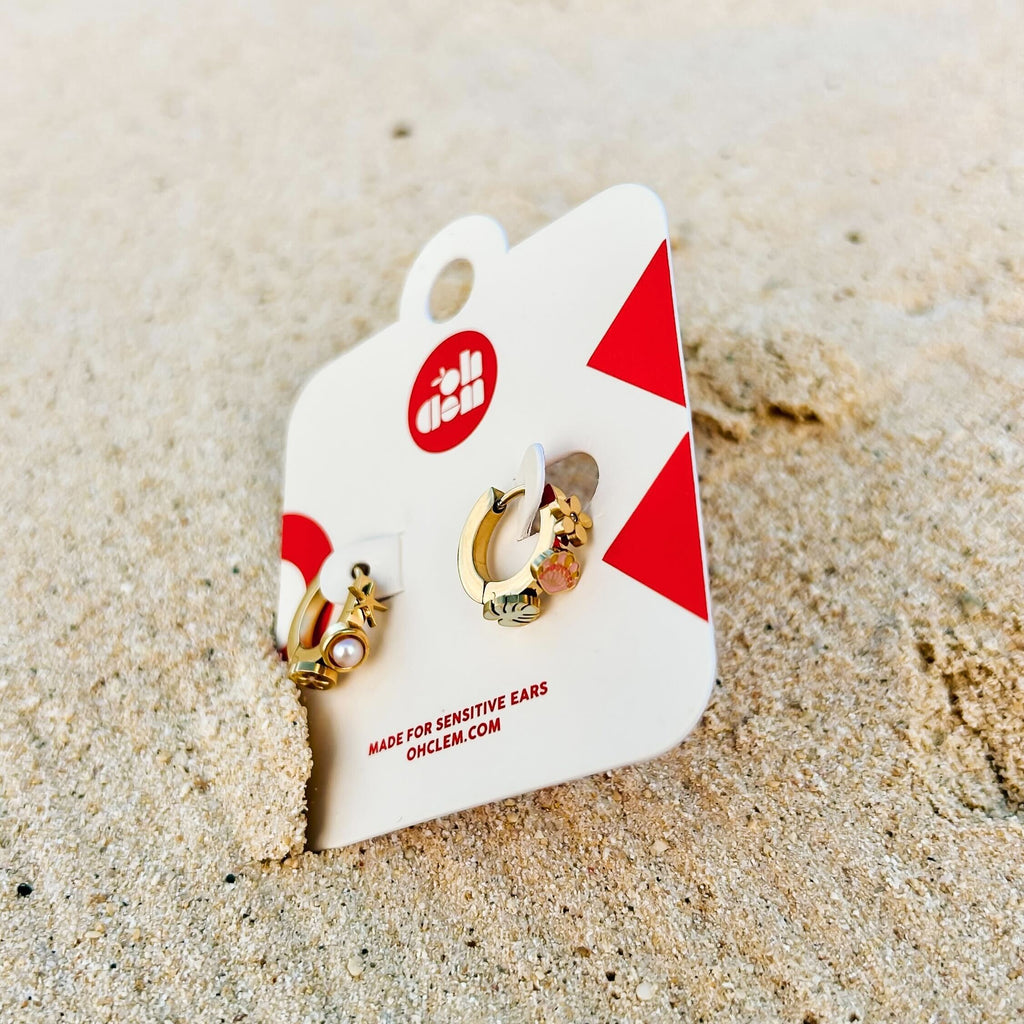 Hawaii 3D Huggie Hoop Earrings