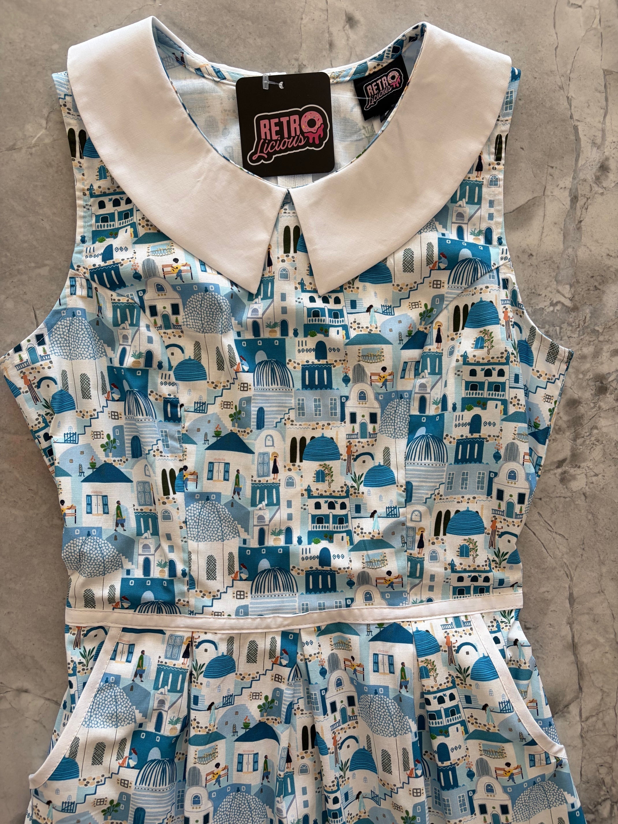 Retro Mod Collared Dress Santorini