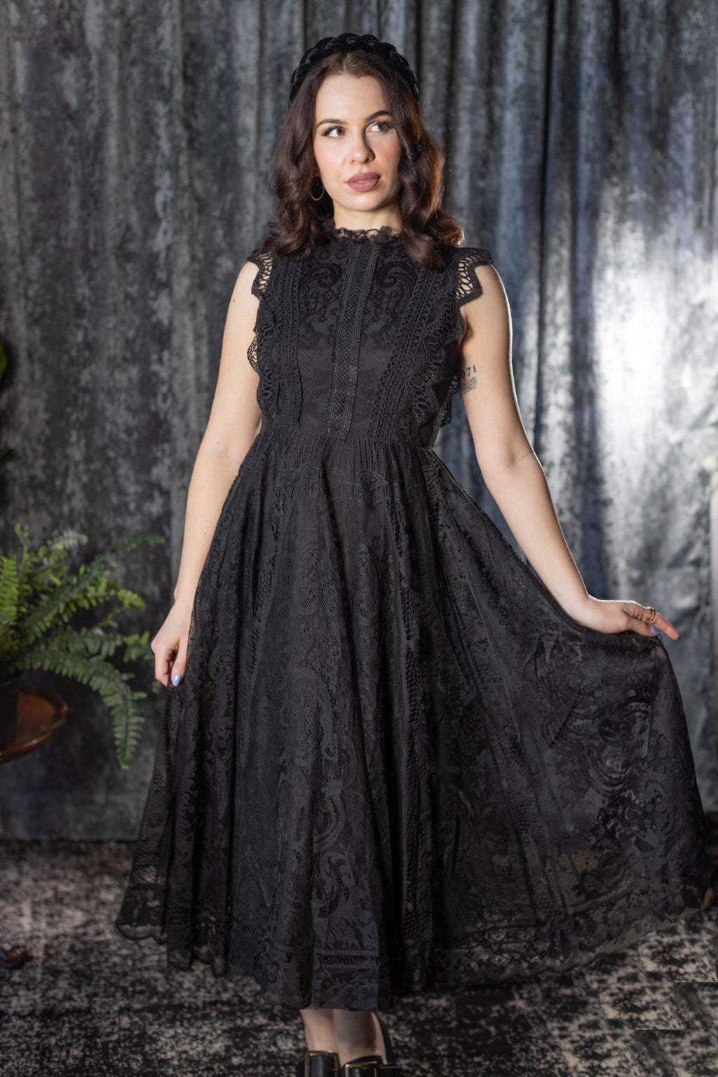 Arabella Gothic Lace Fit and Flare Dress