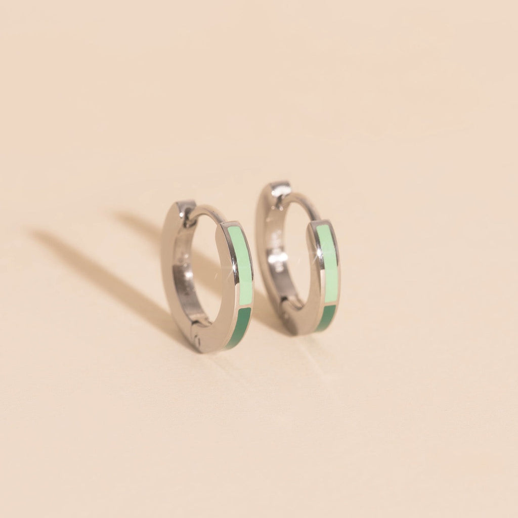 Split Color Huggie Hoop Earrings