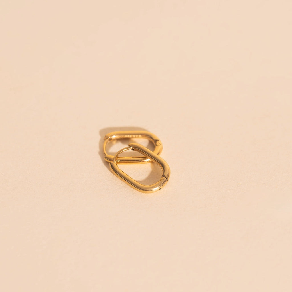 Rectangle Rounded Huggie Hoop Earrings