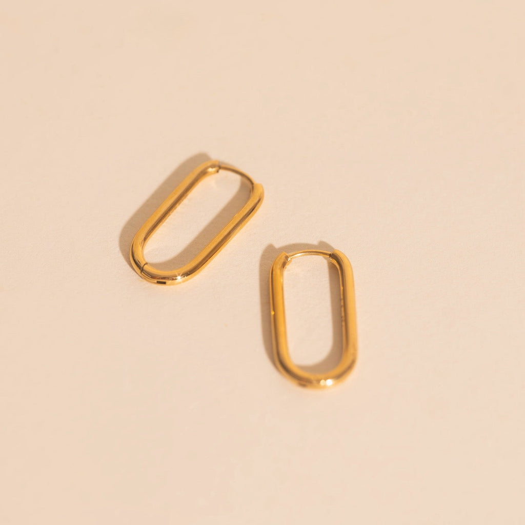 Rectangle Rounded Huggie Hoop Earrings