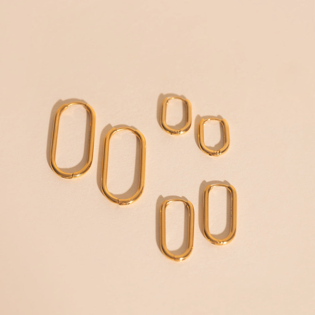 Rectangle Rounded Huggie Hoop Earrings