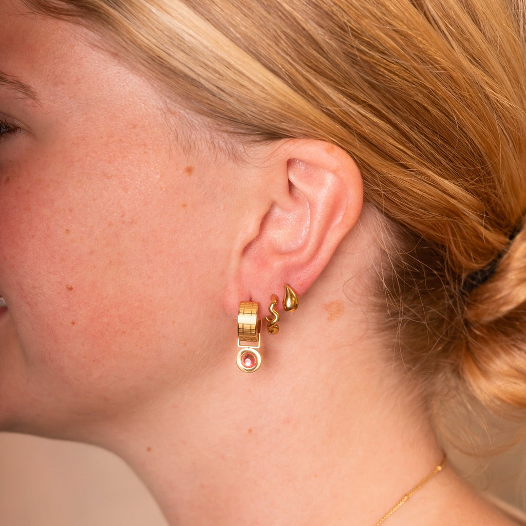 Squiggly Rounded Huggie Hoop Earrings
