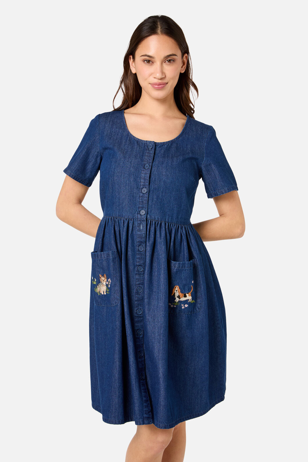 Cute Dogs Embroidered Dress