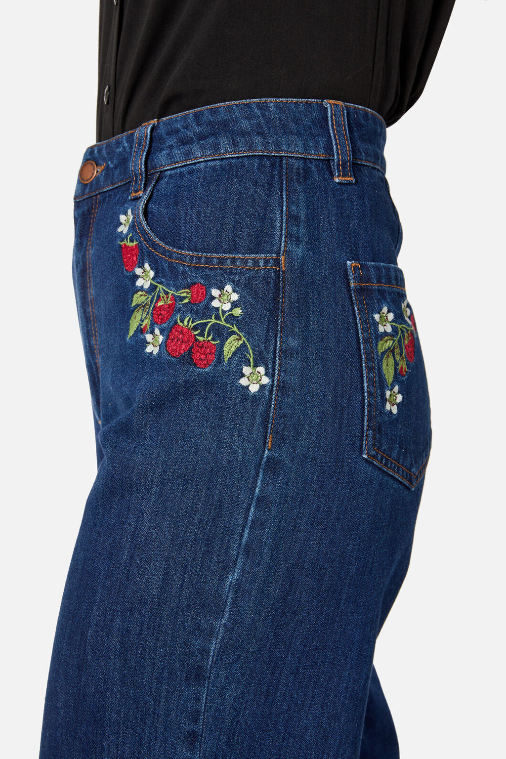 Raspberry Embroidered Jeans