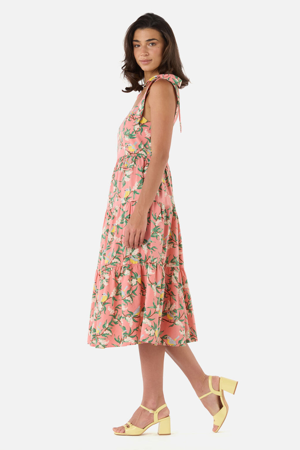 Yellow Robin Tiered Midi Dress