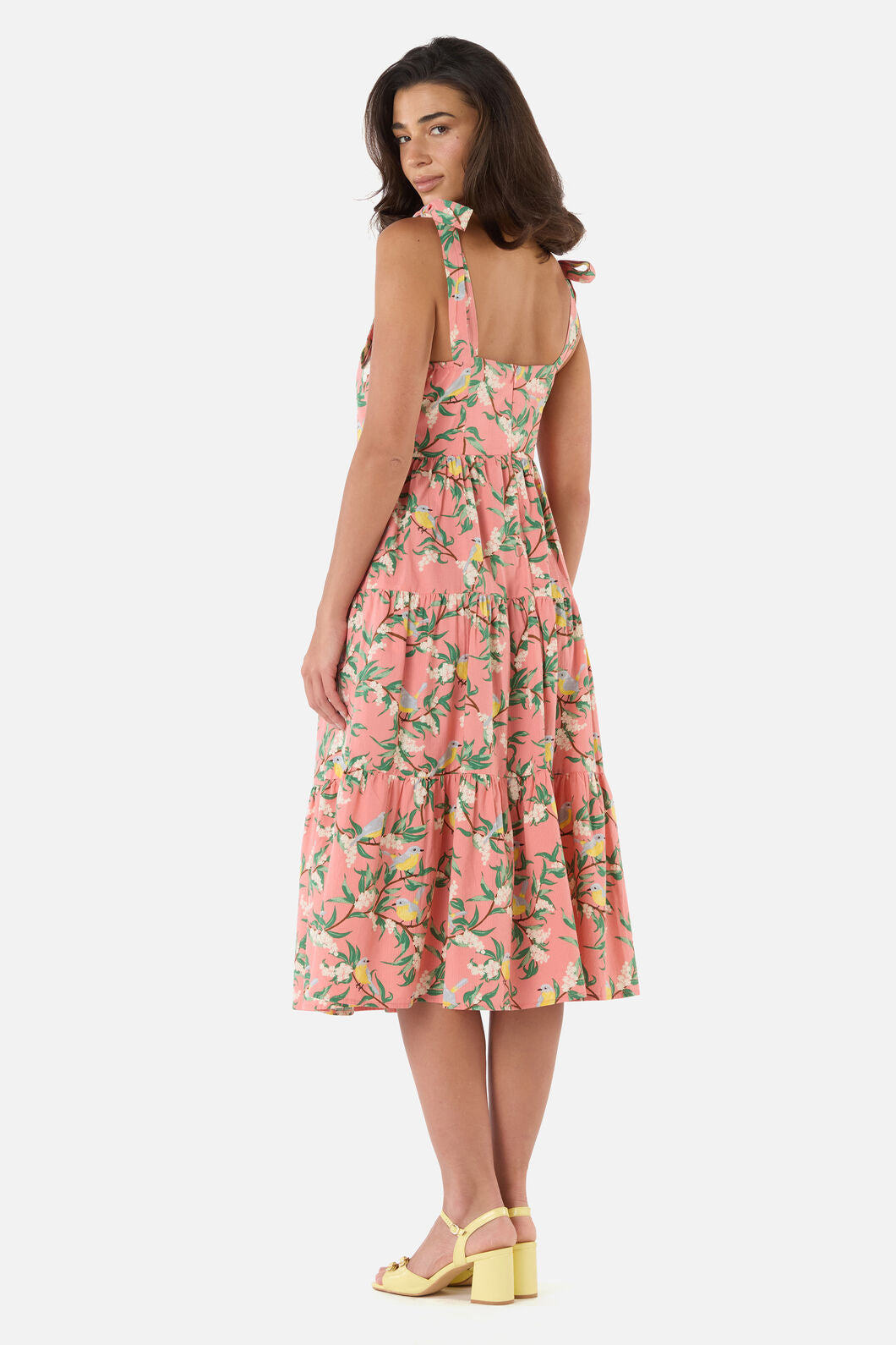Yellow Robin Tiered Midi Dress