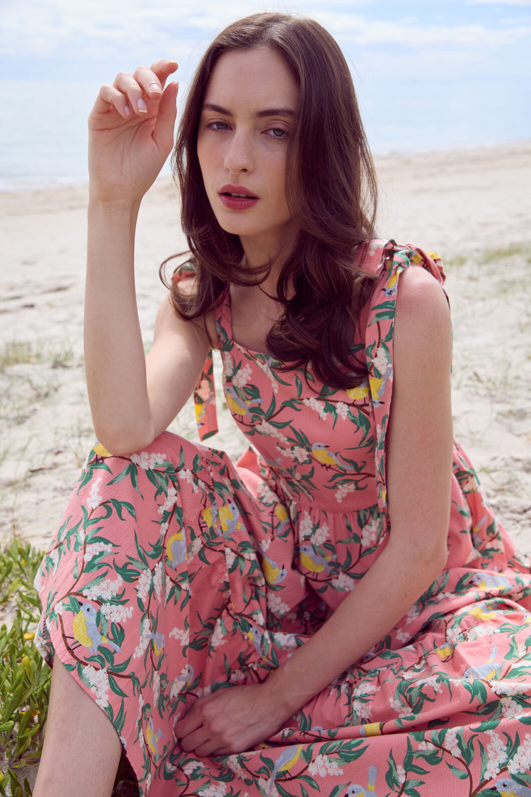 Yellow Robin Tiered Midi Dress