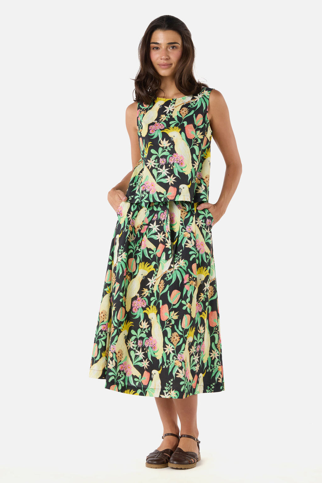 Cockatoo & Flora Midi Skirt