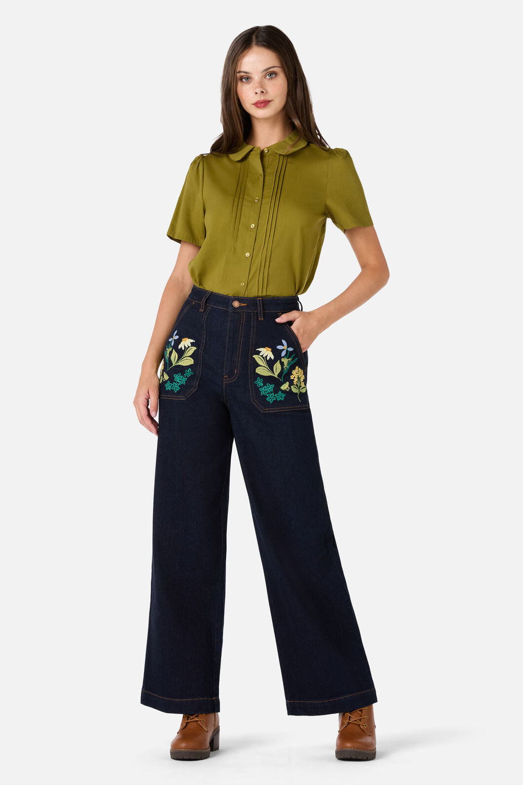 Tree Frog Embroidered Jeans