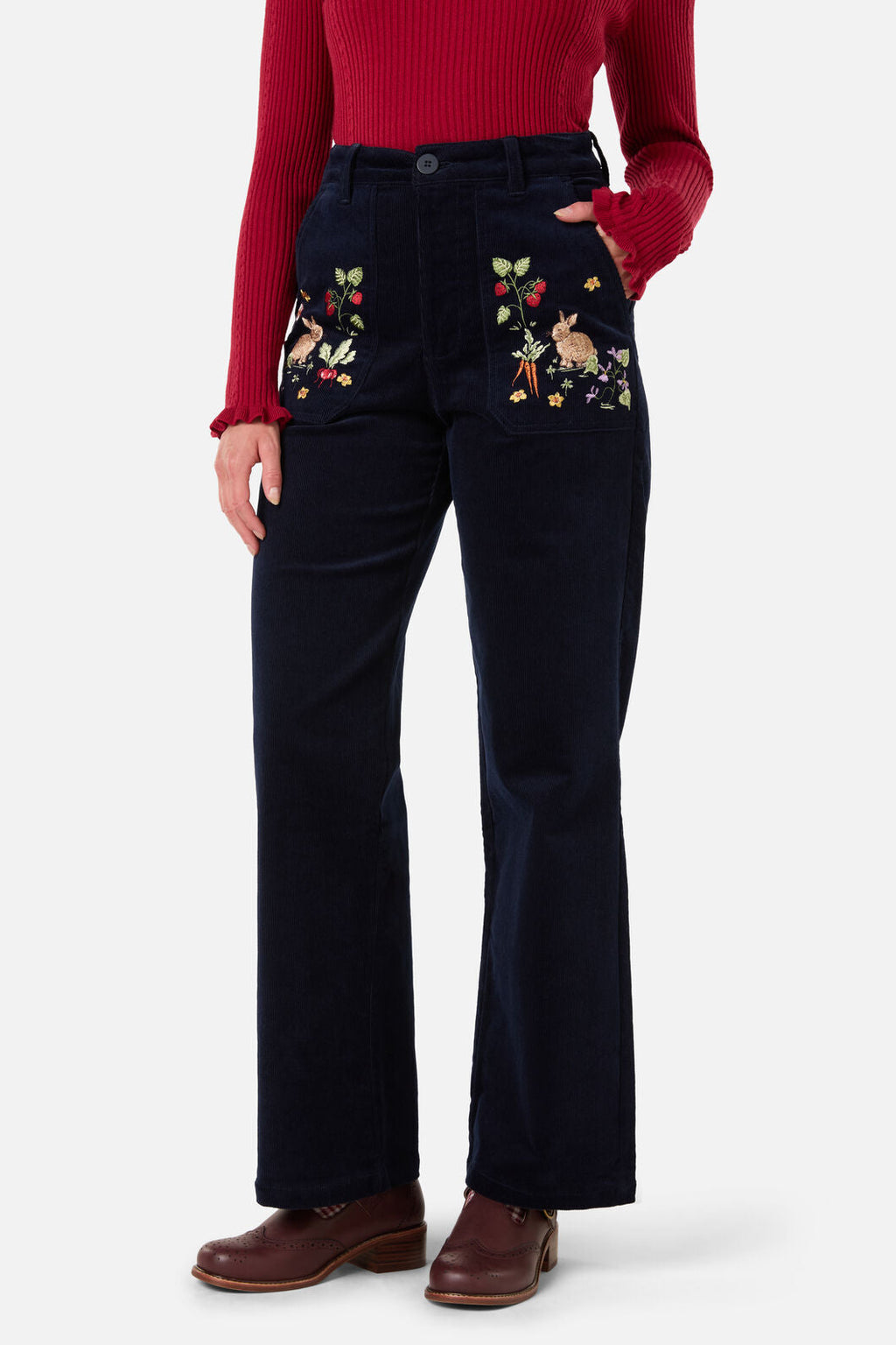 Lola Rabbit Embroidered Corduroy Pants