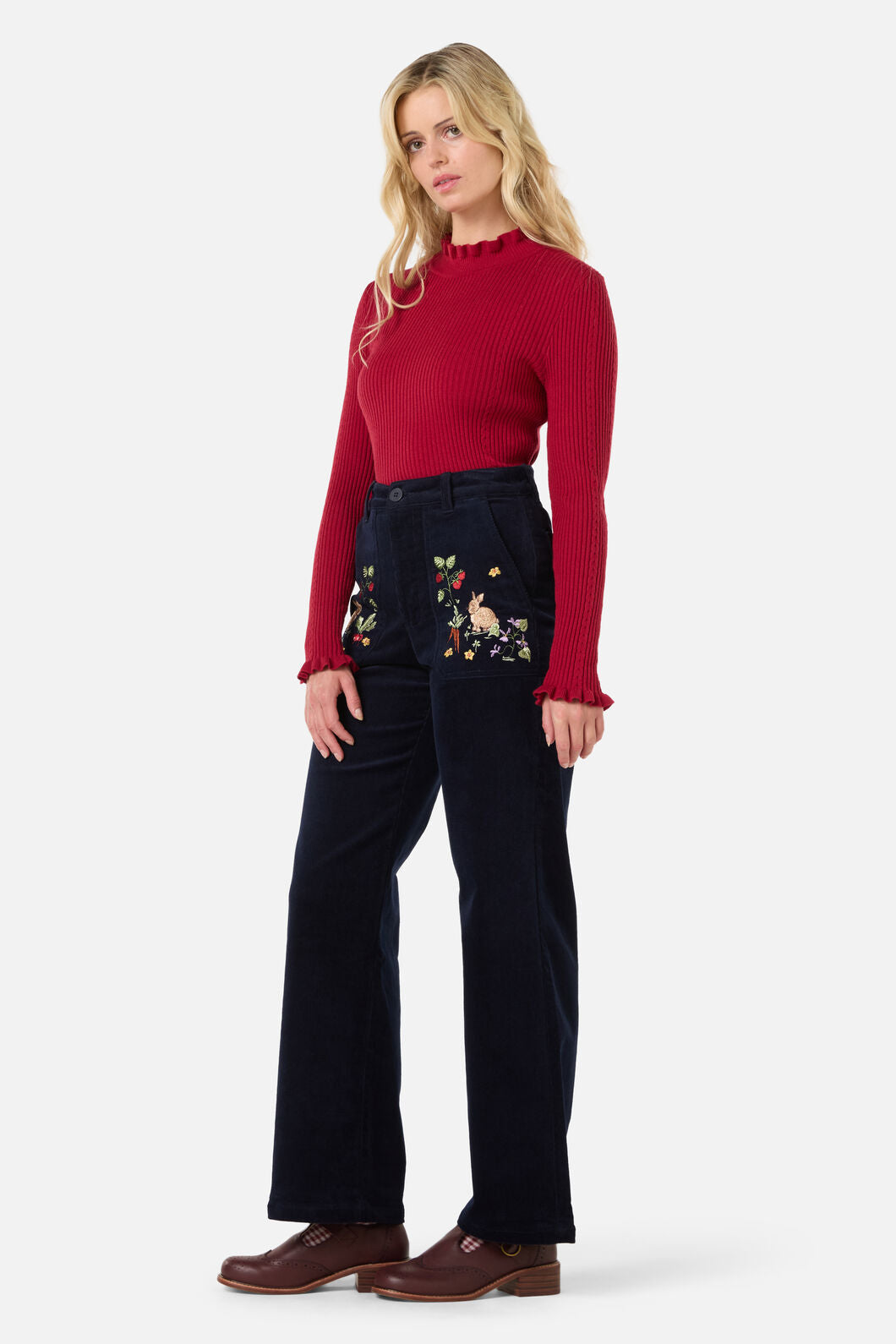 Lola Rabbit Embroidered Corduroy Pants