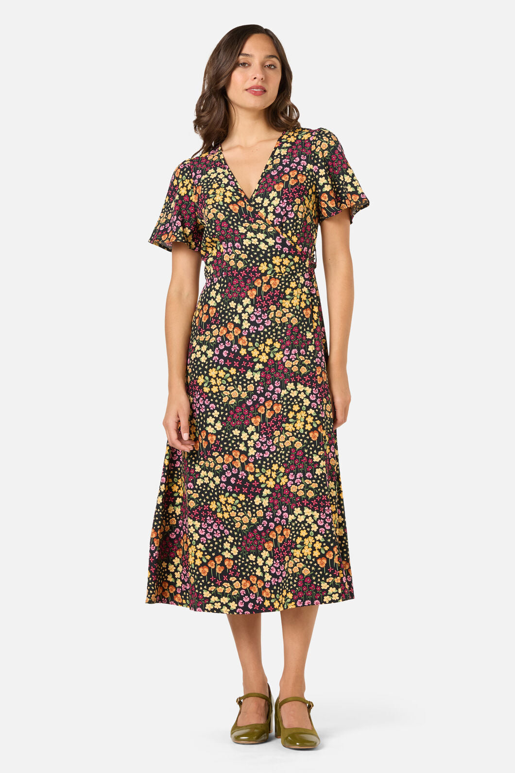 Iris Ditsy Wrap Midi Dress