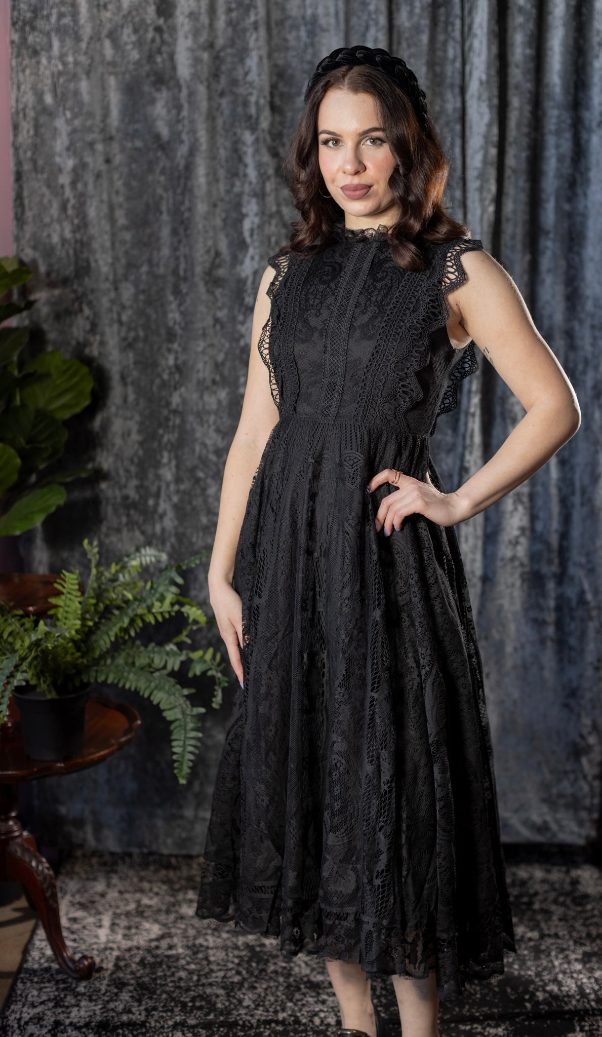 Arabella Gothic Lace Fit and Flare Dress