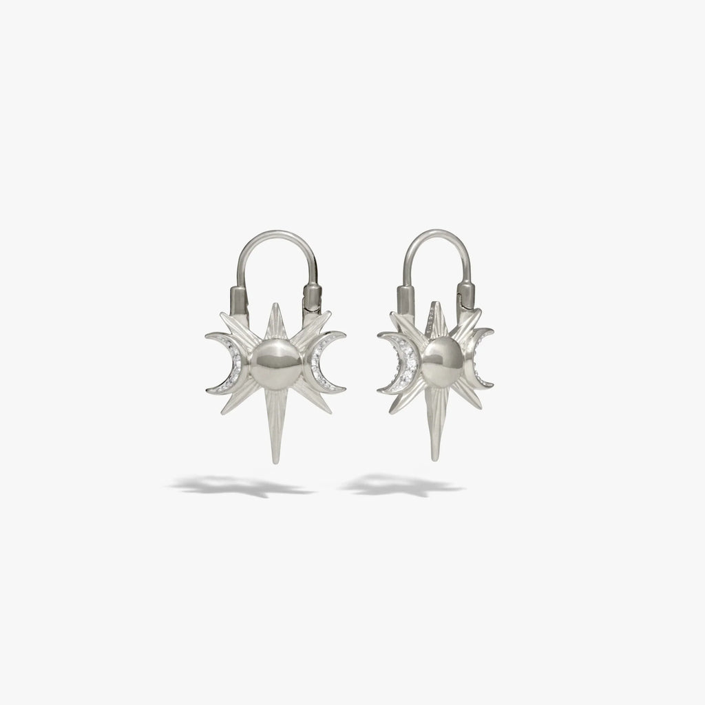 Spiked Triple Moon Huggie Earrings
