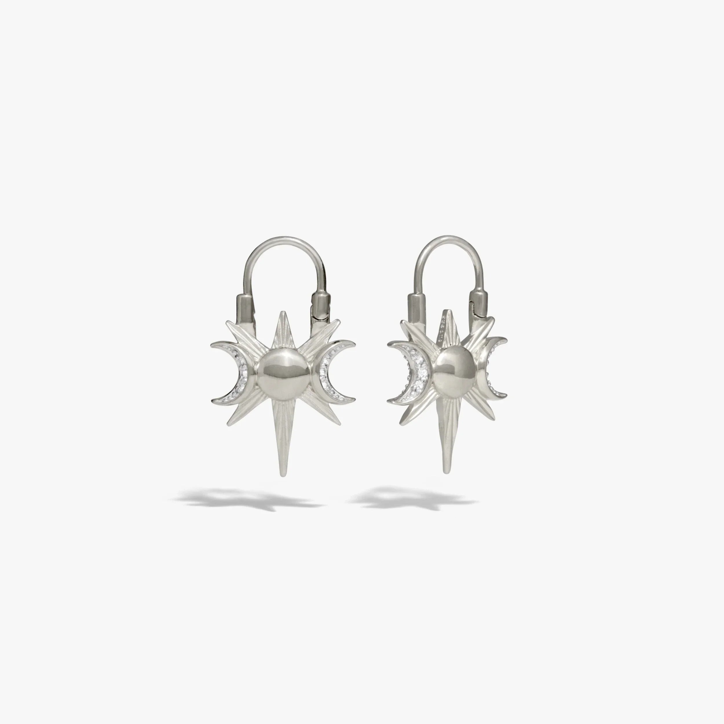 Spiked Triple Moon Huggie Earrings