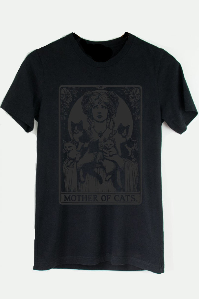 Black on Black Mother of Cats Tarot: T-Shirt, Pullover, Hoodie, Tank or Long Sleeve